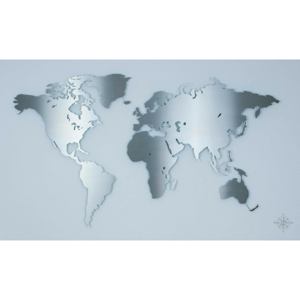 Weltkarte aus Edelstahl